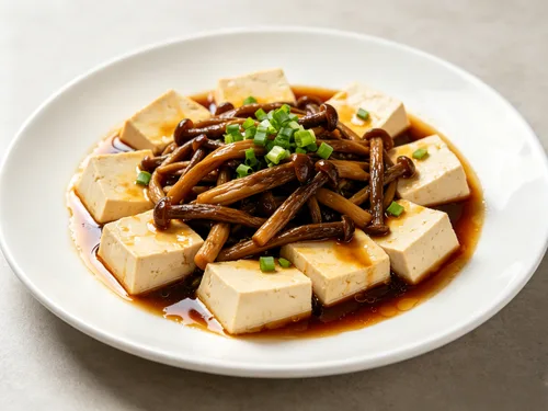 蒸茶树菇豆腐