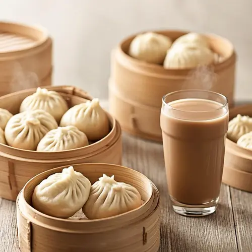 杂粮豆浆配菜包子